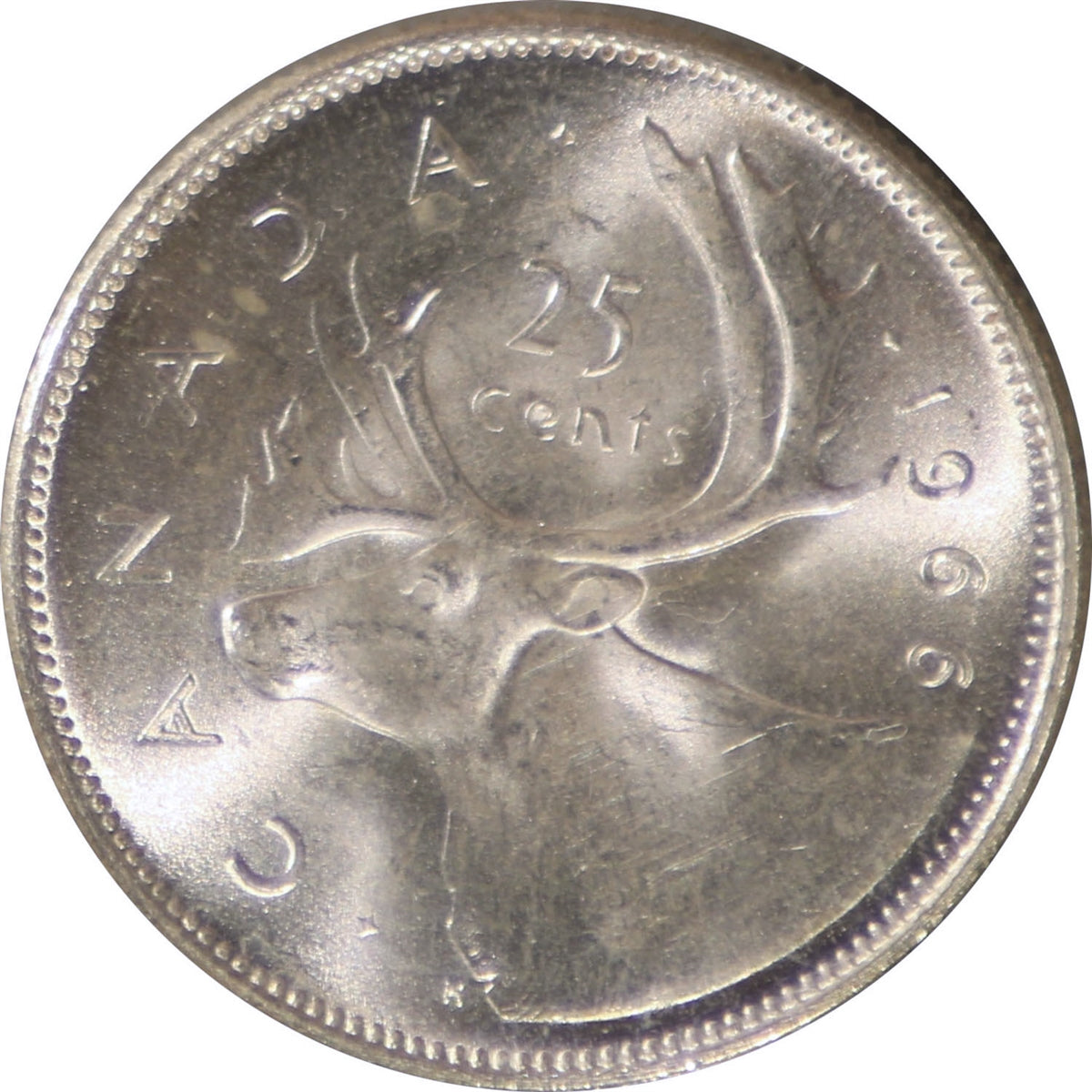 1966 Canada 25-cents ICCS Certified MS64