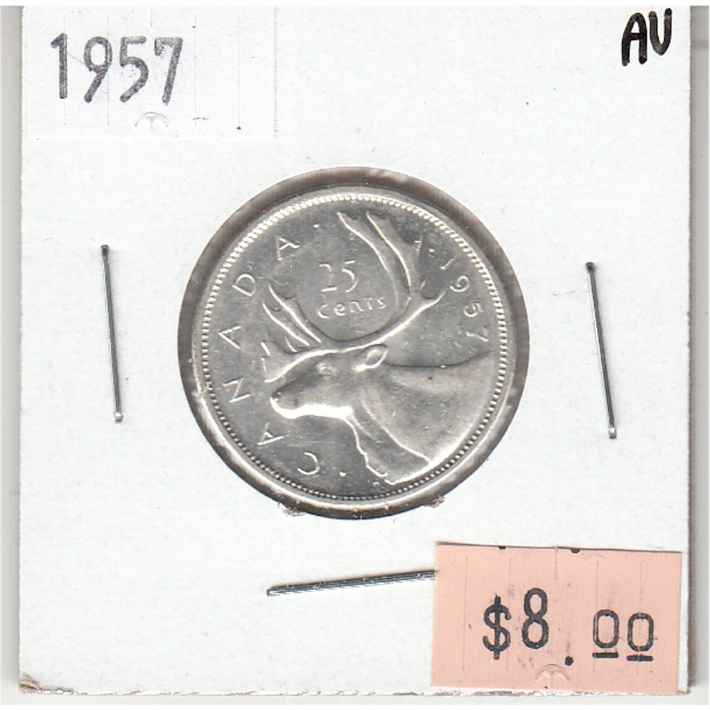 1957 Canada 25-cents Almost Uncirculated (AU50)