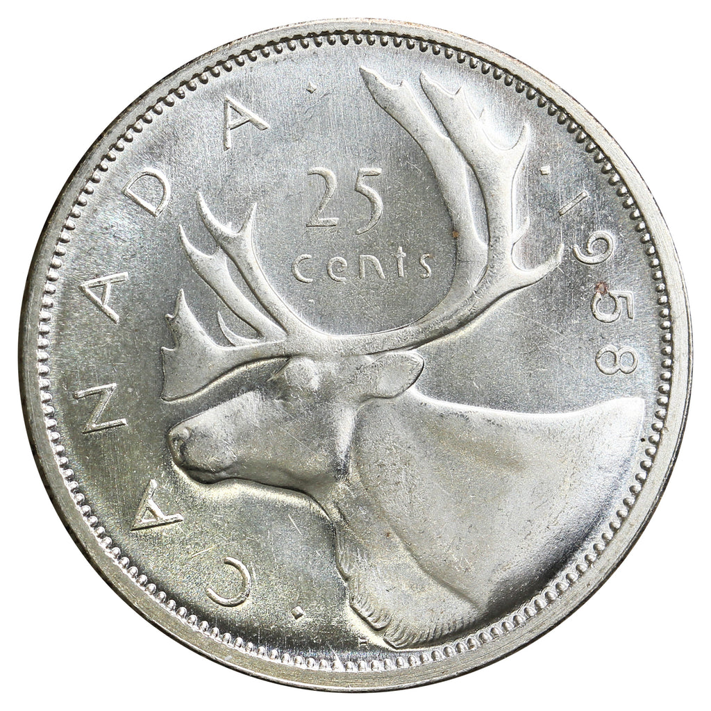 1958 Canada 25-cents Brilliant Uncirculated Cameo (MS-63)
