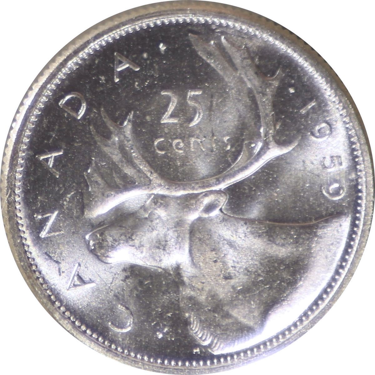 1959 Canada 25-cents ICCS Certified MS65 Heavy Cameo