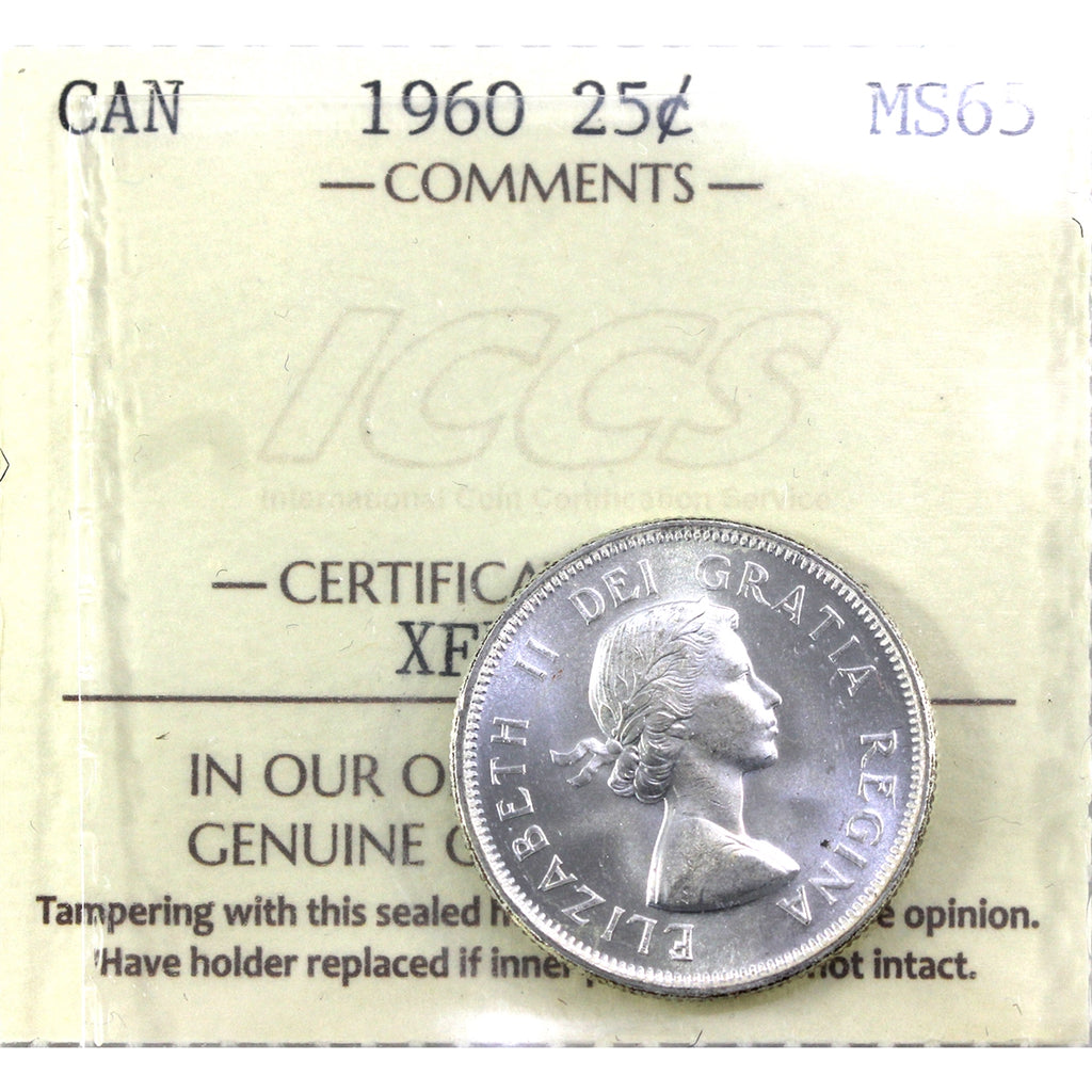 1960 Canada 25-cents ICCS Certified MS65