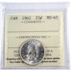 1962 Canada 25-cents ICCS Certified MS65