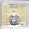 1965 Canada 25-cents ICCS Certified MS65 Cameo