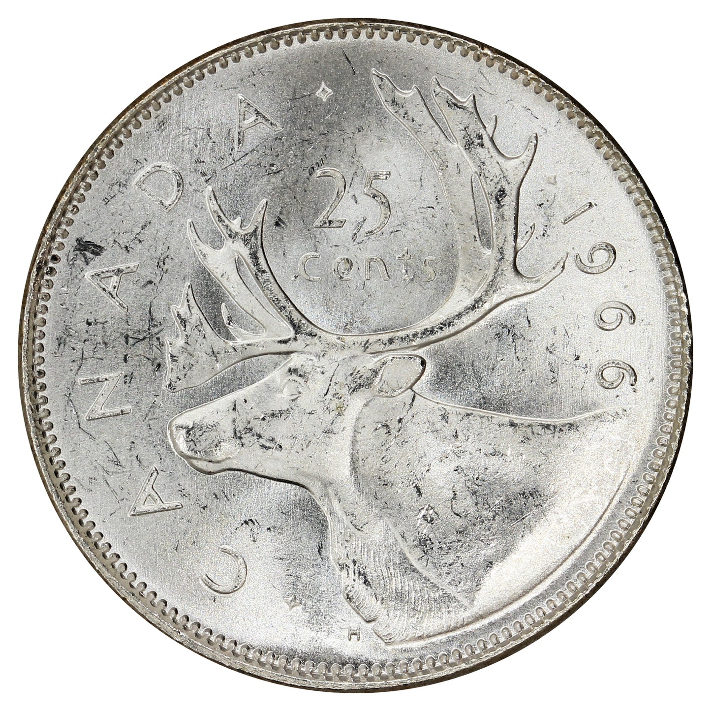 1966 Canada 25-cents Choice Brilliant Uncirculated (MS64)