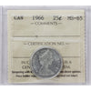 1966 Canada 25-cents ICCS Certified MS65