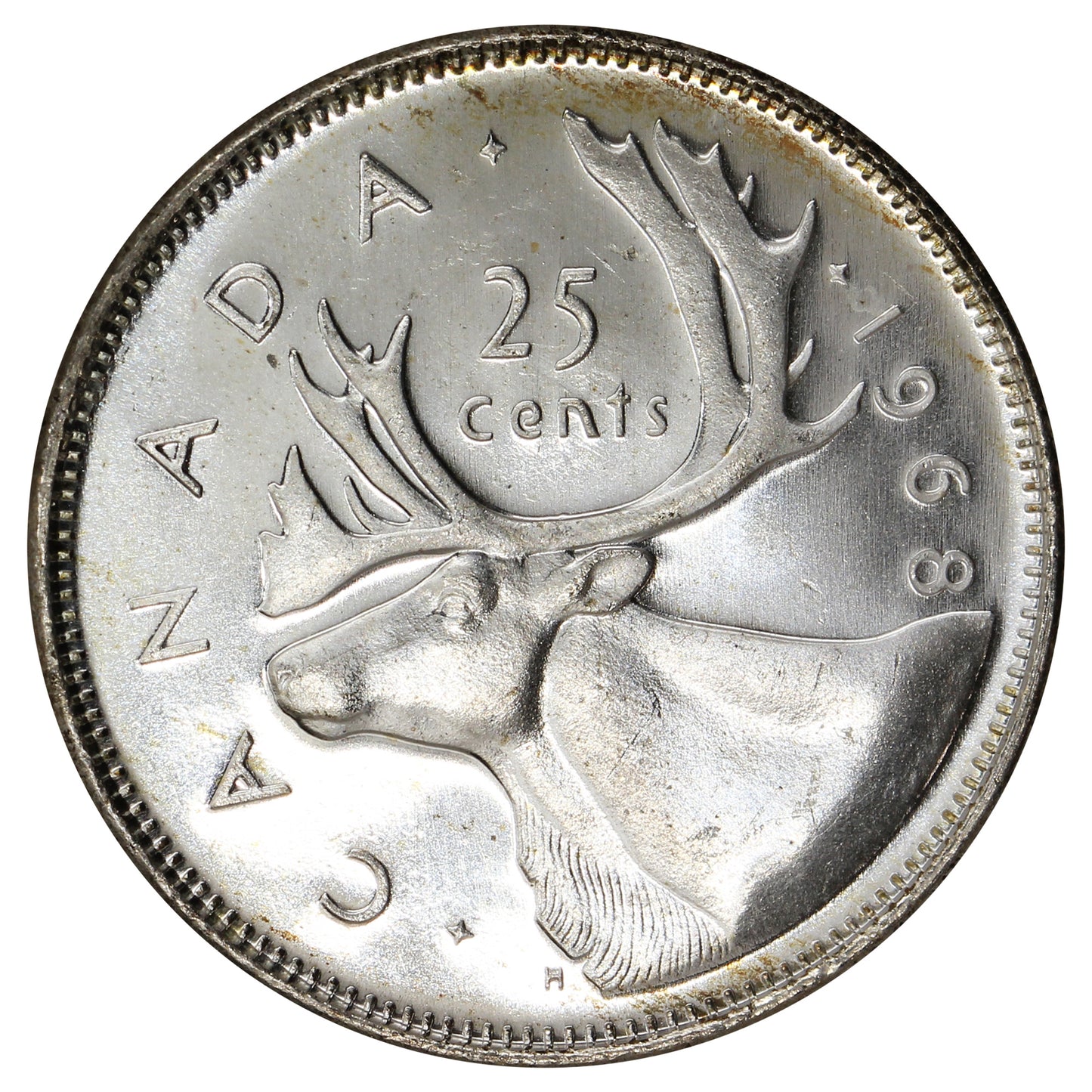 1968 Silver Canada 25-cents Brilliant Uncirculated (MS63)