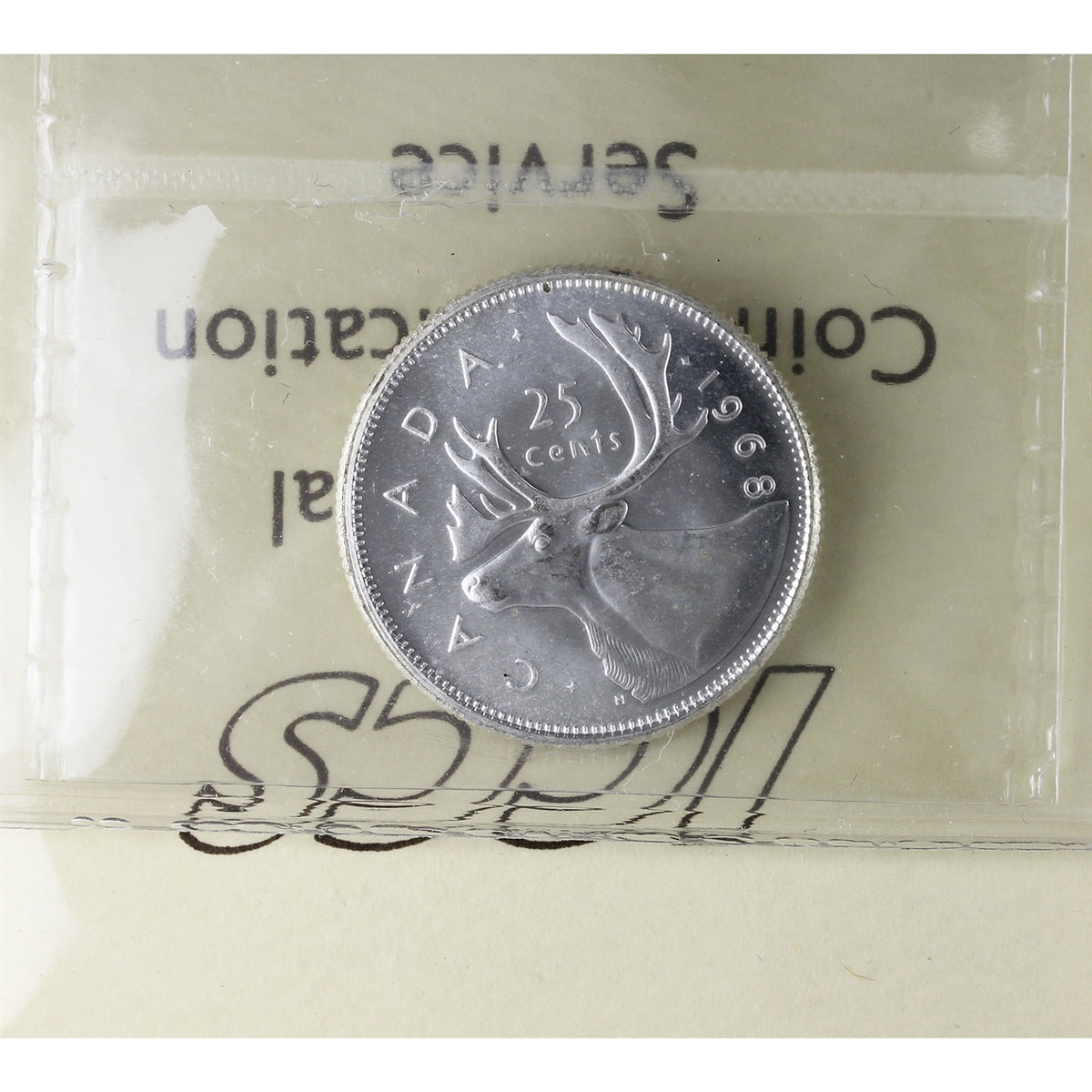 1968 Silver Canada 25-cents ICCS Certified MS66 Cameo – Colonial