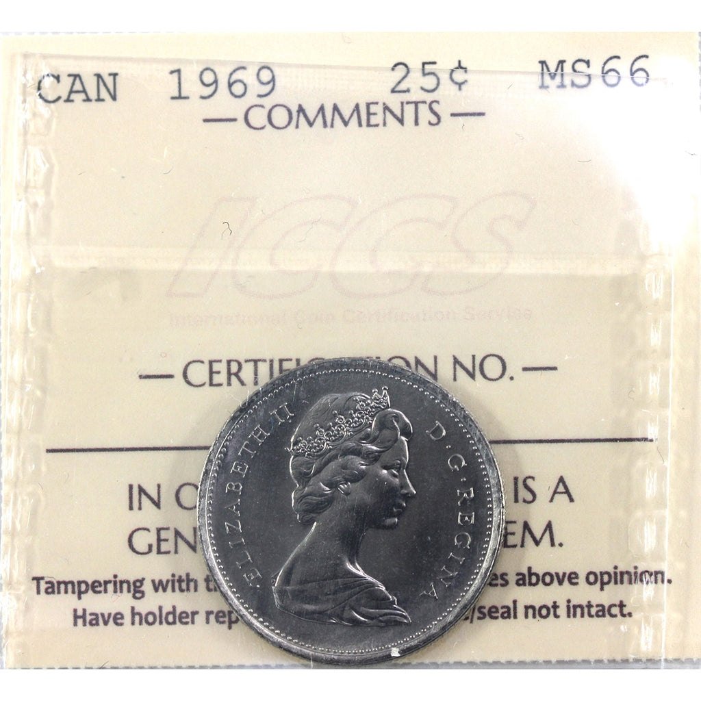1969 Canada 25-cents ICCS Certified MS66