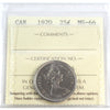 1970 Canada 25-cents ICCS Certified MS66