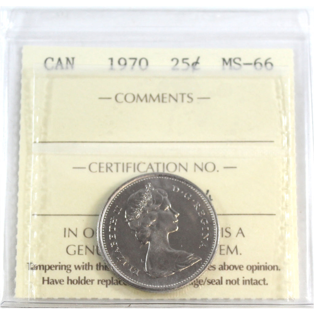 1970 Canada 25-cents ICCS Certified MS66