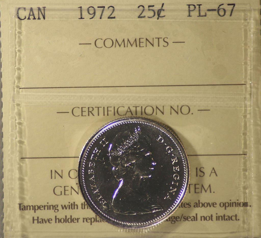 1972 Canada 25-cents ICCS Certified PL-67