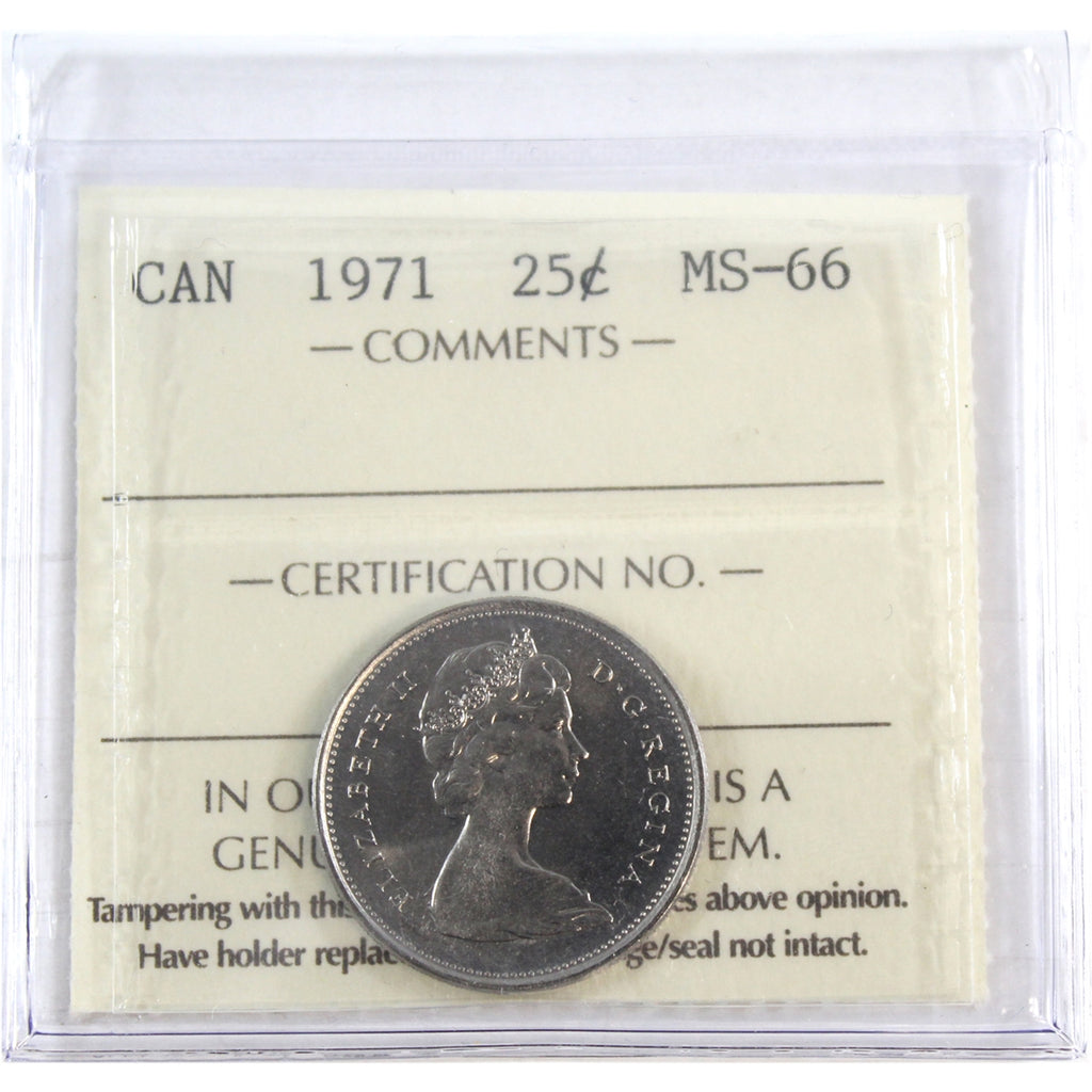 1971 Canada 25-cents ICCS Certified MS66