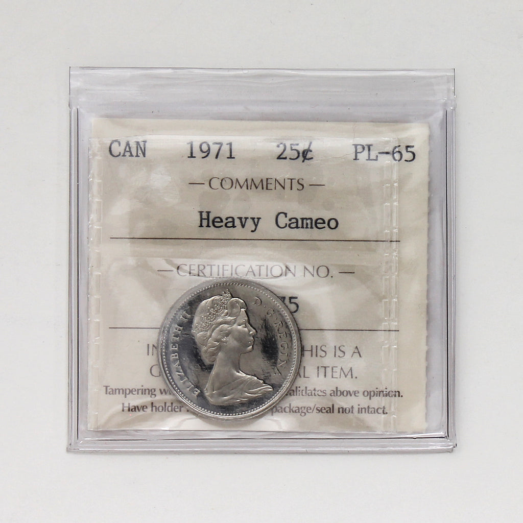1971 Canada 25-cents ICCS Certified PL65 Heavy Cameo