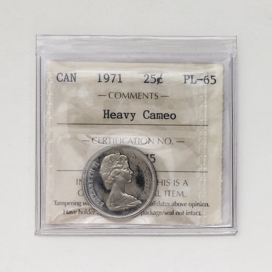 1971 Canada 25-cents ICCS Certified PL65 Heavy Cameo