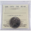 1972 Canada 25-cents ICCS Certified MS66
