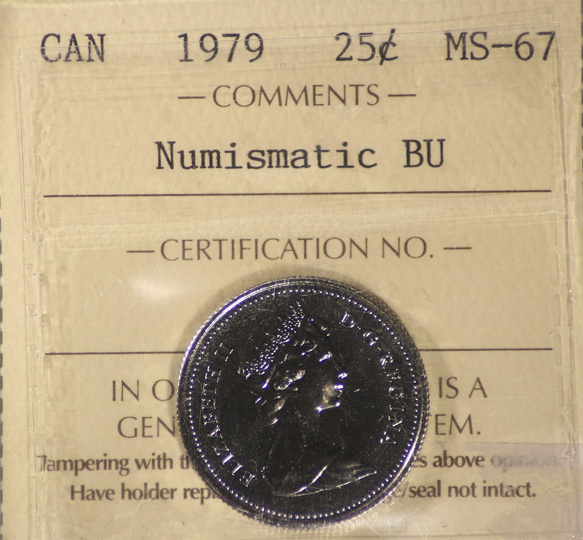 1979 Canada 25-cents ICCS Certified MS67 NBU
