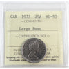 1973 Large Bust Canada 25-cents ICCS Certified AU50