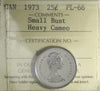 1973 Small Bust Canada 25-cents ICCS Certified PL66 Heavy Cameo