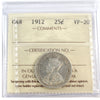 1912 Canada 25-cents ICCS Certified VF20