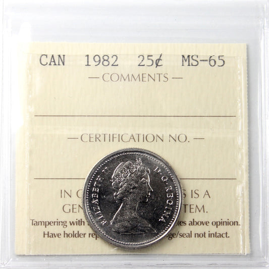 1982 Canada 25-cents ICCS Certified MS65
