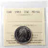 1983 Canada 25-cents ICCS Certified MS64