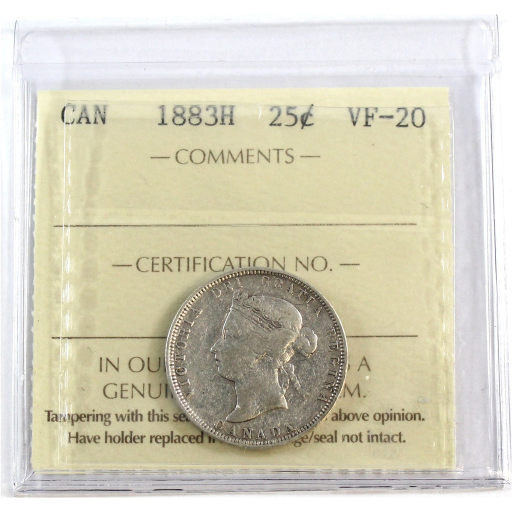 1883H Canada 25-cents ICCS Certified VF20