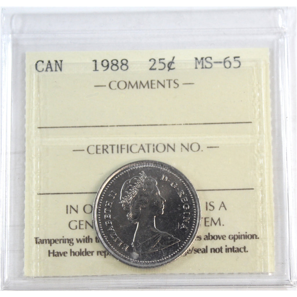 1988 Canada 25-cents ICCS Certified MS-65