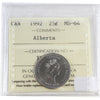 1992 Alberta Canada 25-cents ICCS Certified MS64