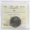 1992 British Columbia Canada 25-cents ICCS Certified MS64