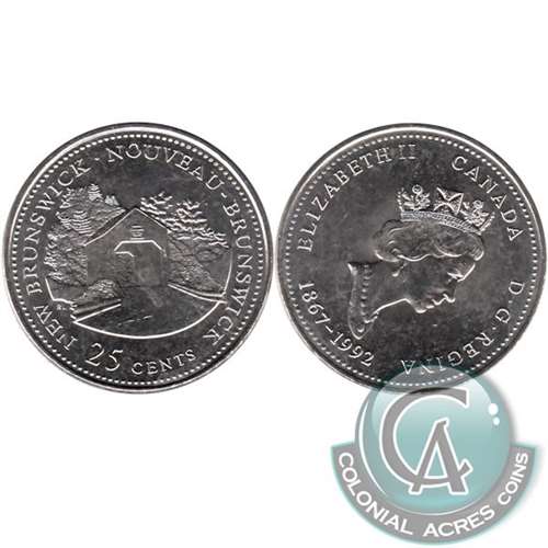 1992 New Brunswick 45 Rotation Canada 25-cents Brilliant UNC. (MS-63) $