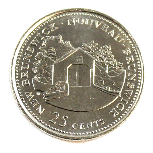 1992 Coinage New Brunswick 180 Rotation Canada 25-cents Brilliant Uncirculated (MS-63) $