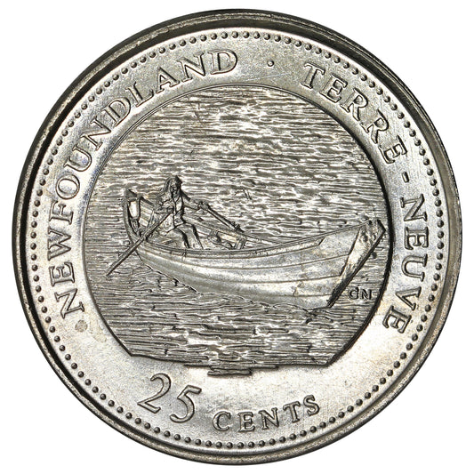 1992 Newfoundland Canada 25-cents Brilliant Uncirculated (MS-63)