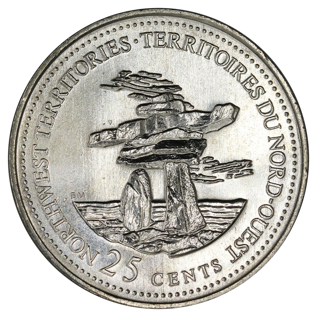 1992 Northwest Territories Canada 25-cents Brilliant UNC. (MS-63)