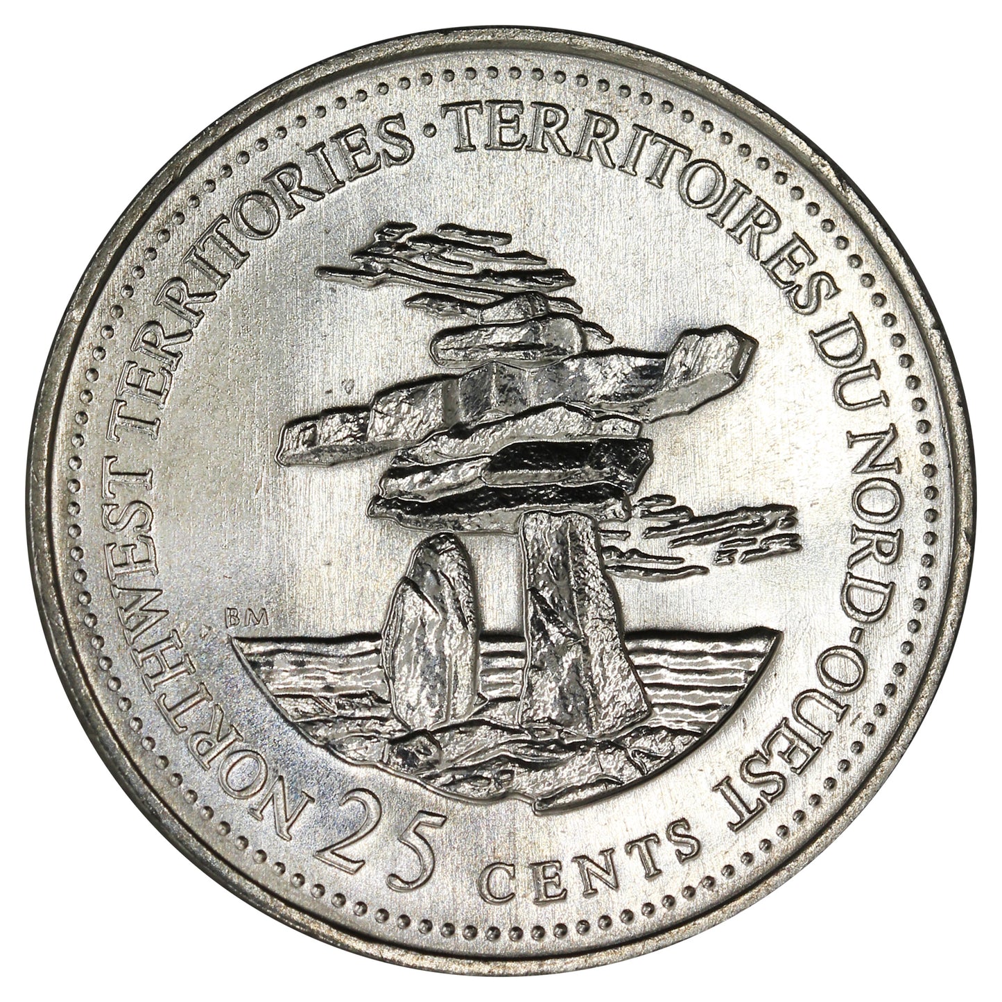 1992 Northwest Territories Canada 25-cents Brilliant UNC. (MS-63)