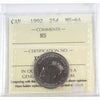 1992 Nova Scotia Canada 25-cents ICCS Certified MS64