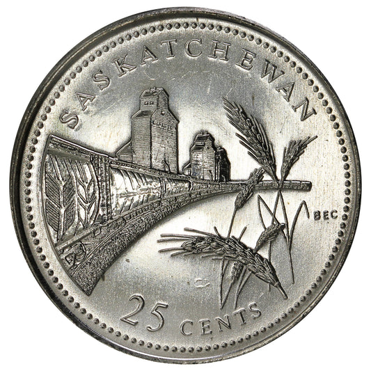 1992 Saskatchewan Canada 25-cents Brilliant Uncirculated (MS-63)
