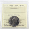 1995 Caribou Canada 25-cents ICCS Certified MS-64