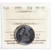 1995 Caribou Canada 25-cents ICCS Certified MS-65