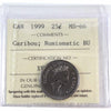 1999 Caribou Canada 25-cents ICCS Certified MS66 Numismatic BU