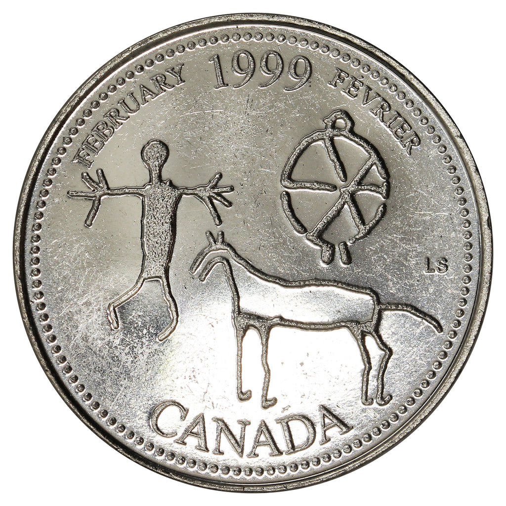 1999 February Canada 25-cents Brilliant Uncirculated (MS63)