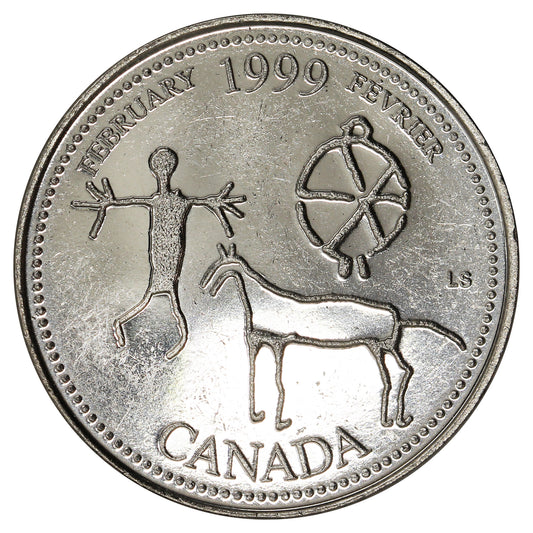 1999 February Canada 25-cents Brilliant Uncirculated (MS-63)