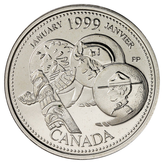 1999 January Canada 25-cents Proof Like