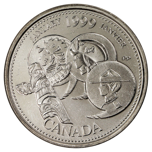 1999 January Dot Canada 25-cents Uncirculated (MS-60)
