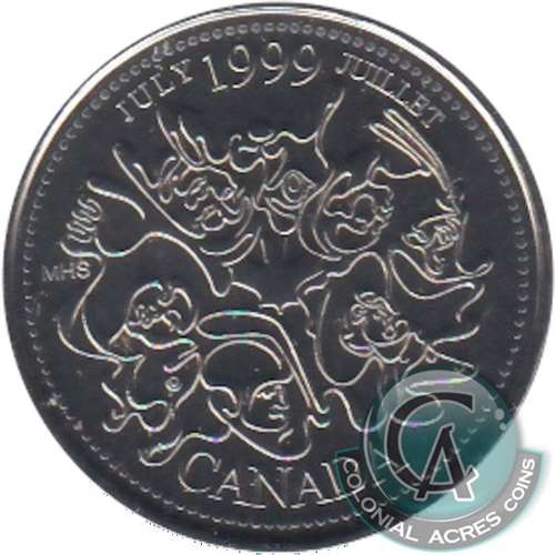1999 July Canada 25-cents Proof Like