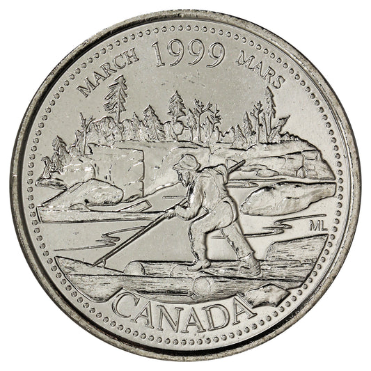 1999 March Canada 25-cents Brilliant Uncirculated (MS63)