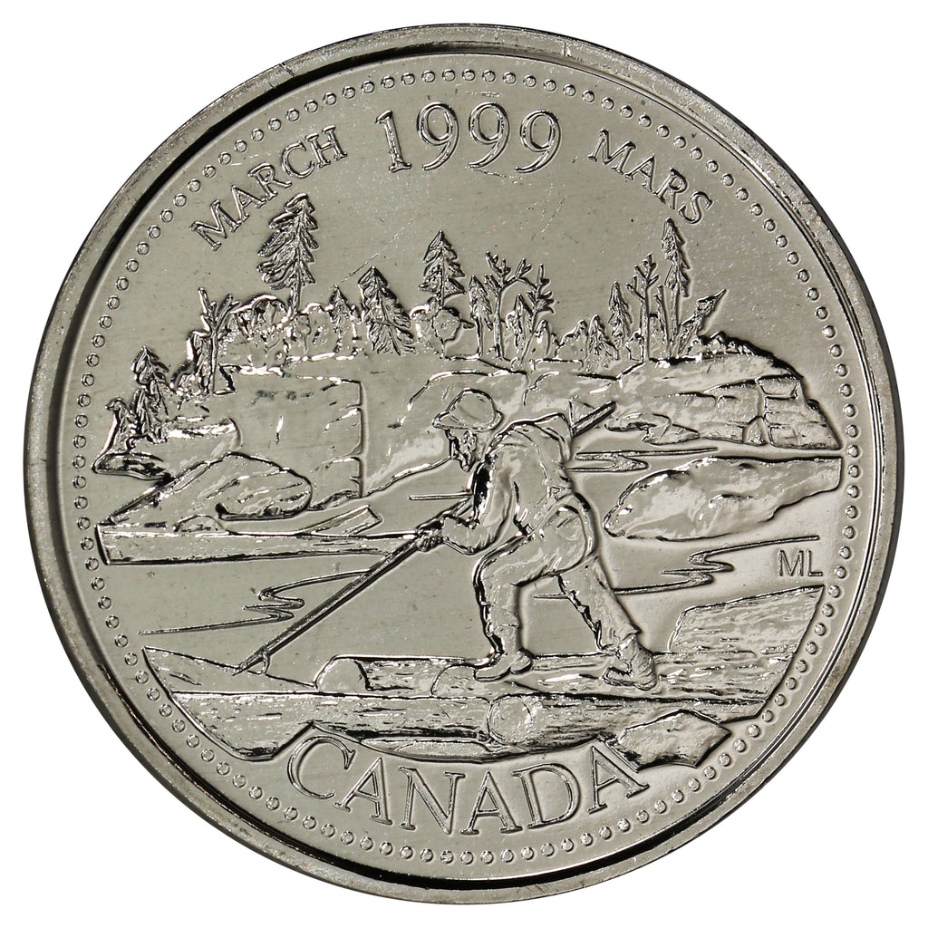1999 March Canada 25-cents Proof Like