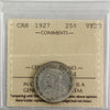 1927 Canada 25-cents ICCS Certified VF20