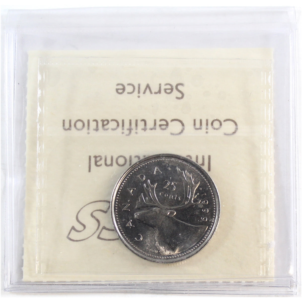 1999P Caribou Canada 25-cents ICCS Certified MS65