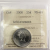 2000 Achievement Canada 25-cents ICCS Certified MS65