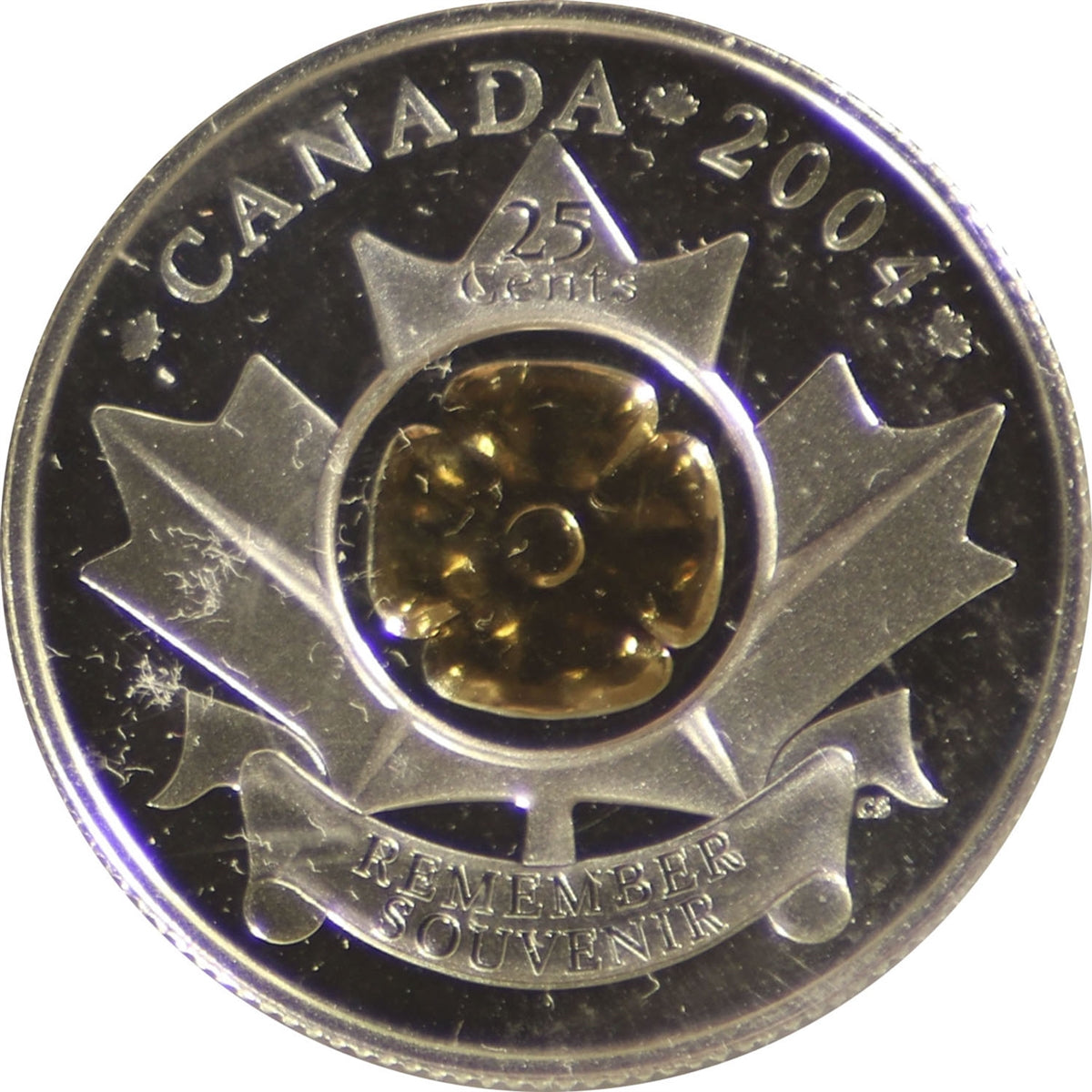 2004 Gold Poppy Canada 25-cents ICCS Certified PF-67 Silver; Ultra Heavy Cameo